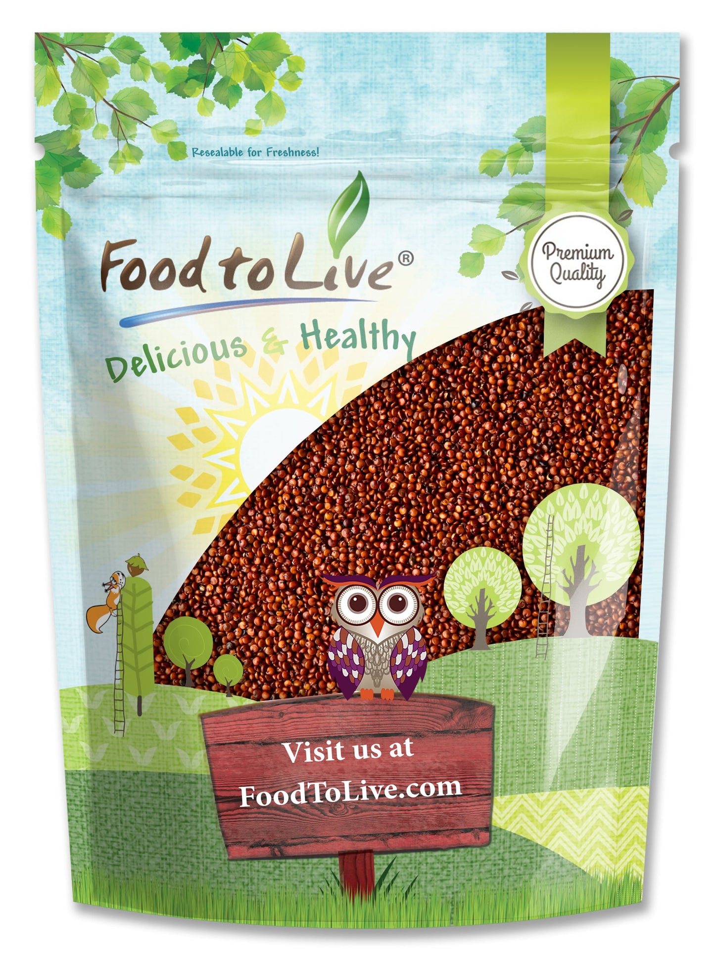 Red Quinoa - Ancient Whole Grain Seeds, Raw, Sproutable, Kosher, Vegan, Sirtfood, Bulk. Rich in Essential Amino Acids and Minerals. Quick-Cooking. Perfect for Salads