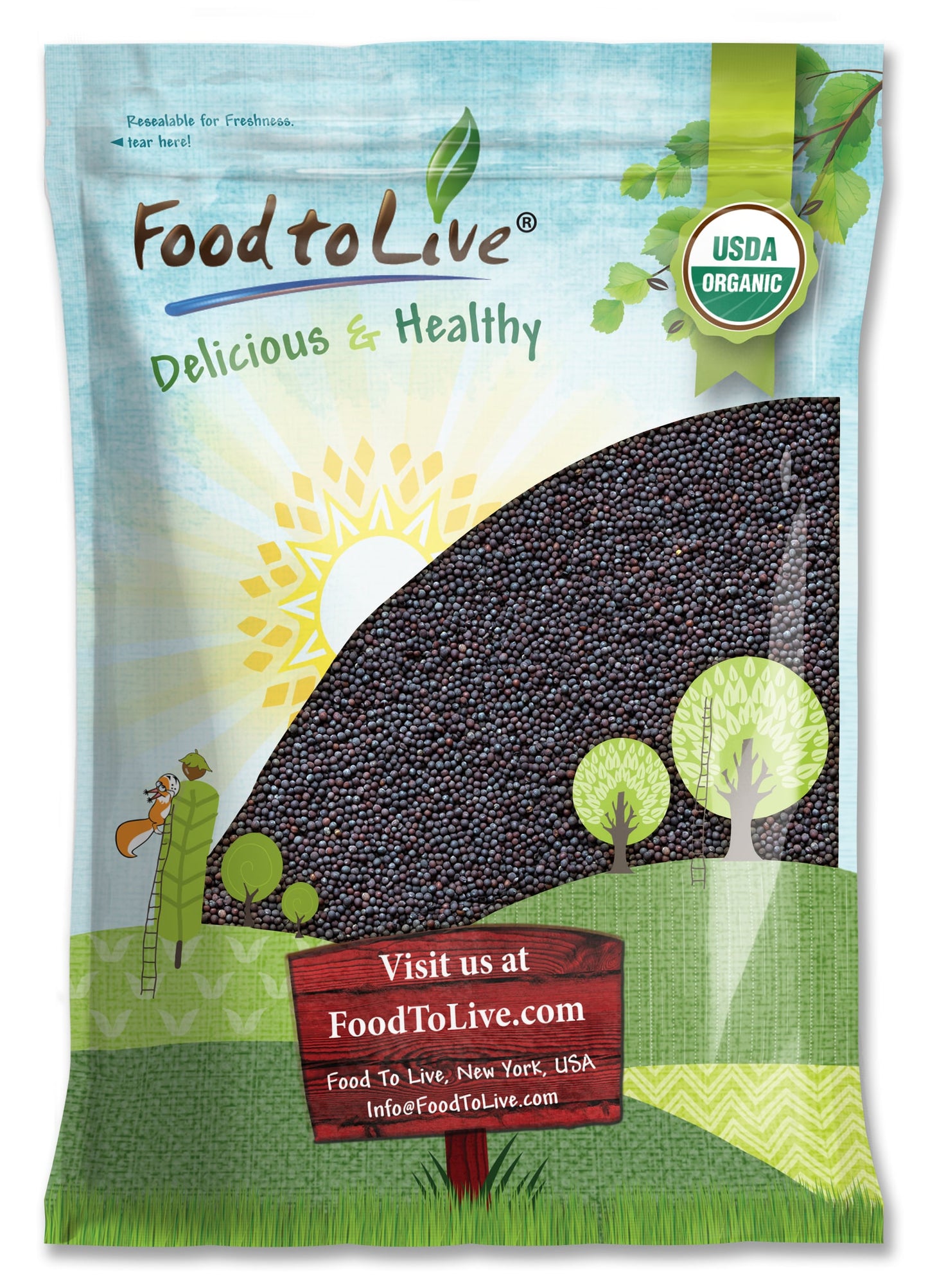 Organic Black Mustard Seeds - Whole, Non-GMO, Hot Spice, Non-Irradiated, Vegan, Kosher, Dry, Bulk, Great for Cooking - by Food to LIve