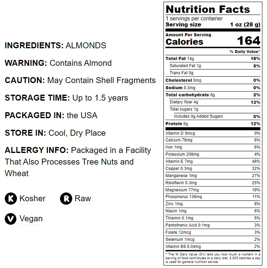 California Natural Sliced Almonds - Raw Unblanched Almond Nuts, Kosher, Vegan, Keto, Bulk. High in Protein, Dietary Fiber, Vitamin E. Great for Desserts, Salads, Granola, and Shakes