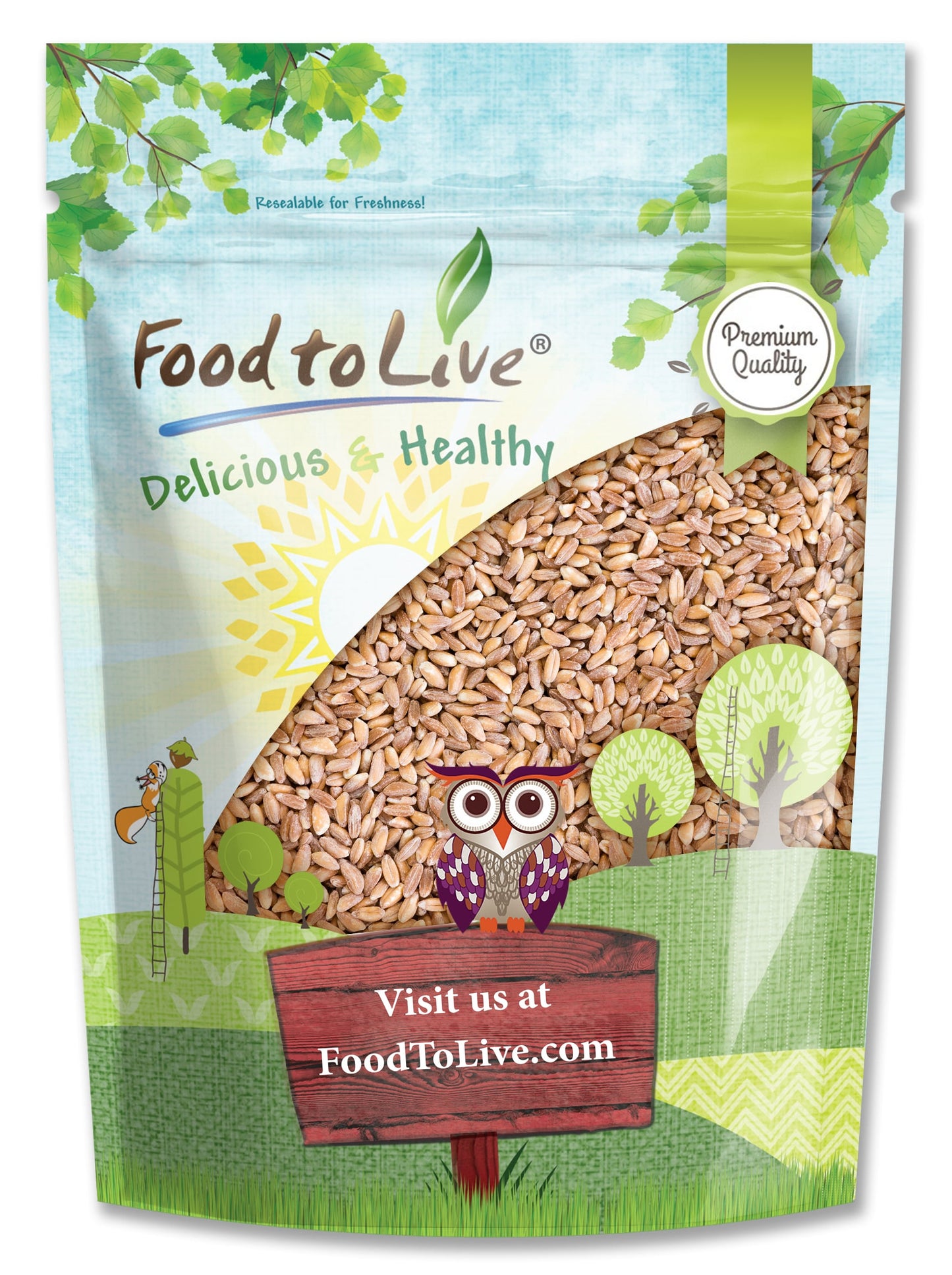 Pearled Farro Grain - Kosher, Vegan, Whole Grain in Bulk, Good Source of Dietary Fiber, Protein and Iron - by Food to Live