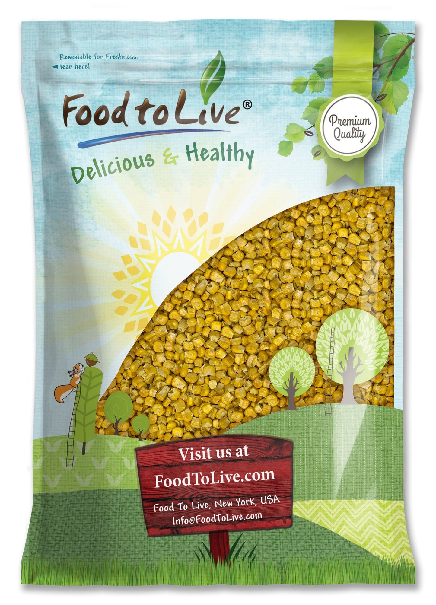 Super Sweet Corn Kernels – Freeze-Dried, Raw, Kosher, Vegan, Bulk. No Sugar Added. Great Crunchy Snack. High in Dietary Fiber, Vitamin C. Perfect for Salads, Soups, Taco, and Stews