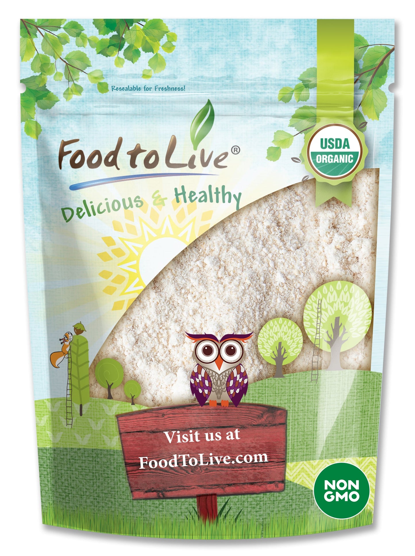 Organic Oat Flour - Non-GMO, Fine, Stone Ground from Whole Grain Oat Berries, Kosher, Vegan, Bulk, Great for Baking - by Food to Live