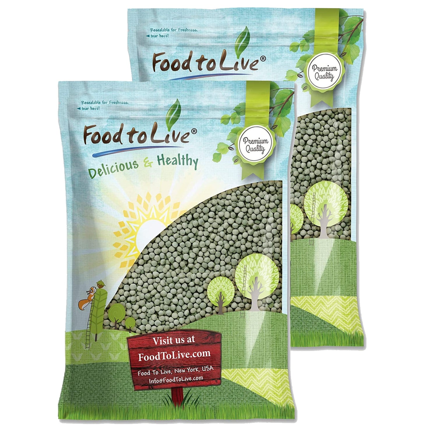 Green Whole Peas — Non-GMO Verified, Great for Green Curry, Kosher, Raw, Dried - by Food to Live