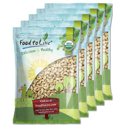 Organic Cashews - Whole, Size W-320, Unsalted, Non-GMO, Kosher, Raw, Vegan, Bulk - by Food to Live