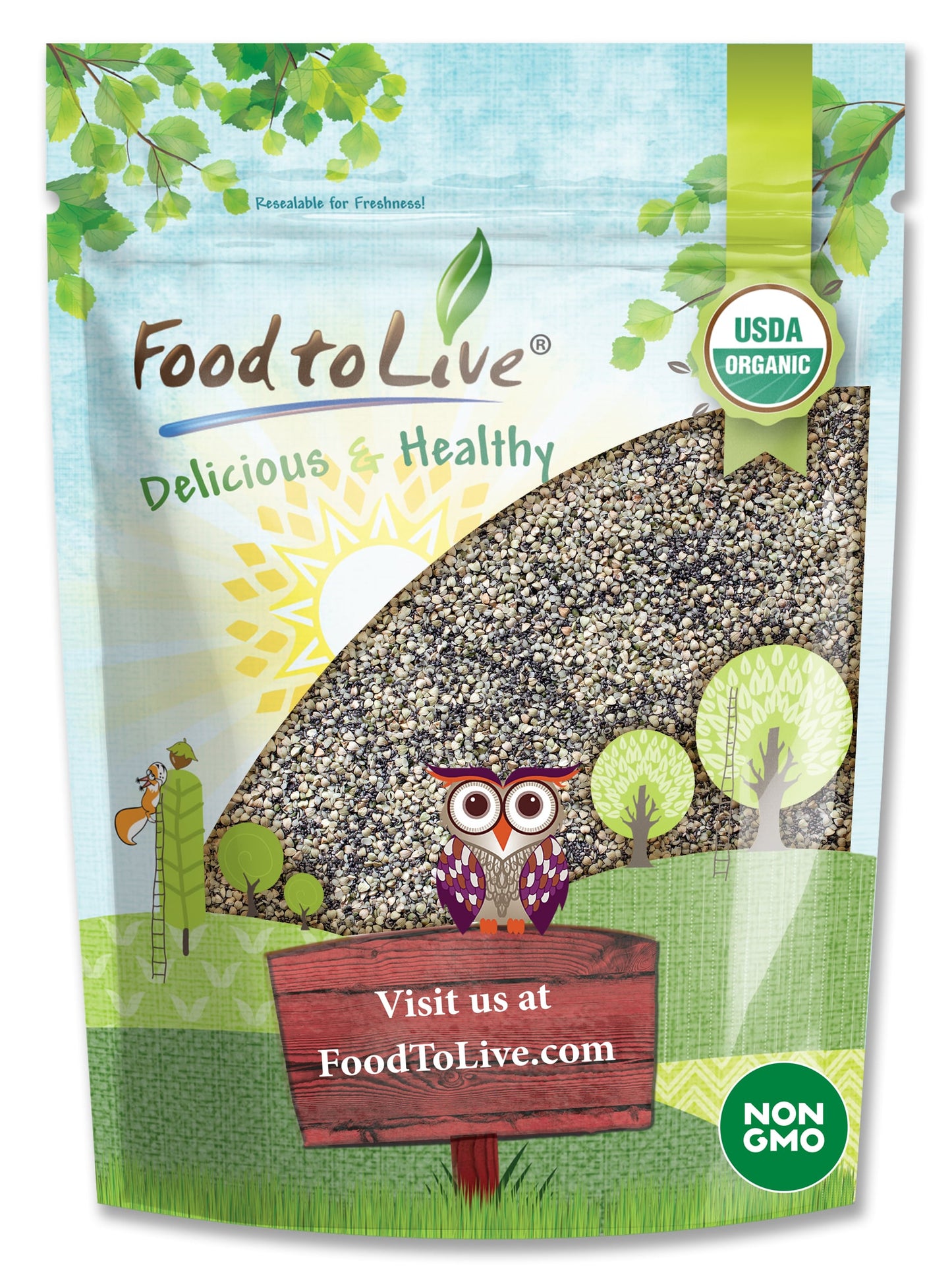 Organic Superfood Cereal Topper - Chia, Buckwheat, Hemp, Non-GMO, Kosher, Raw, Vegan - by Food to Live