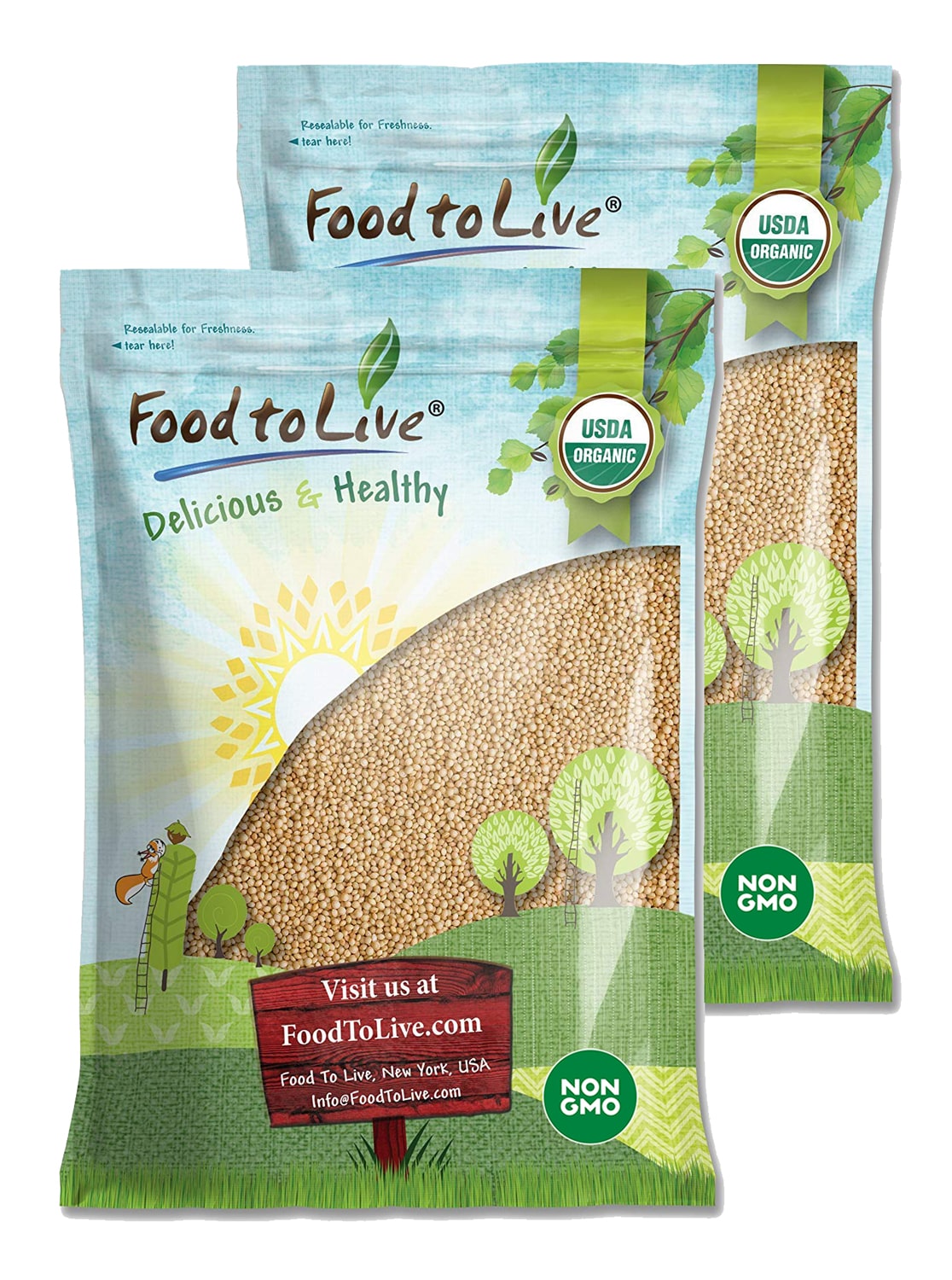 Organic Amaranth Grain — Whole Seeds, Non-GMO, Kosher, Vegan, Bulk - by Food to Live