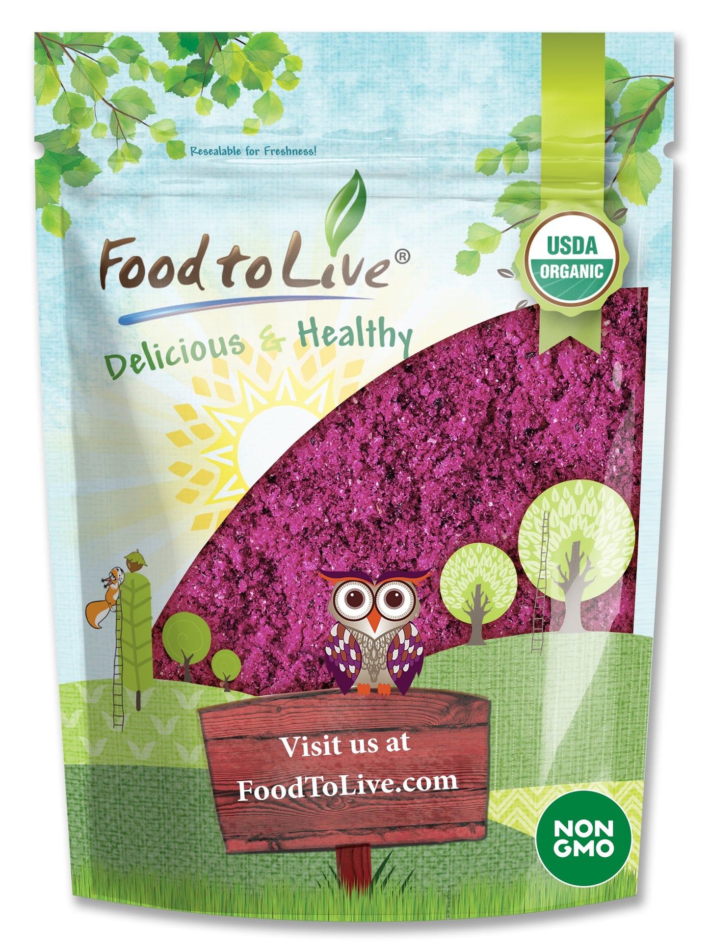 Organic Red Dragon Fruit Powder — Non-GMO, Freeze-Dried Pitaya, Raw Pitahaya, Vegan, Non-Irradiated, Great for Drinks - by Food to Live