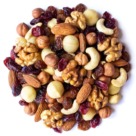The Magnificent Seven Mix — Almonds, Cashews, Hazelnuts, Macadamias, Walnuts, Cranberries, Raisins. Non-GMO, Vegan, Bulk - by Food to Live