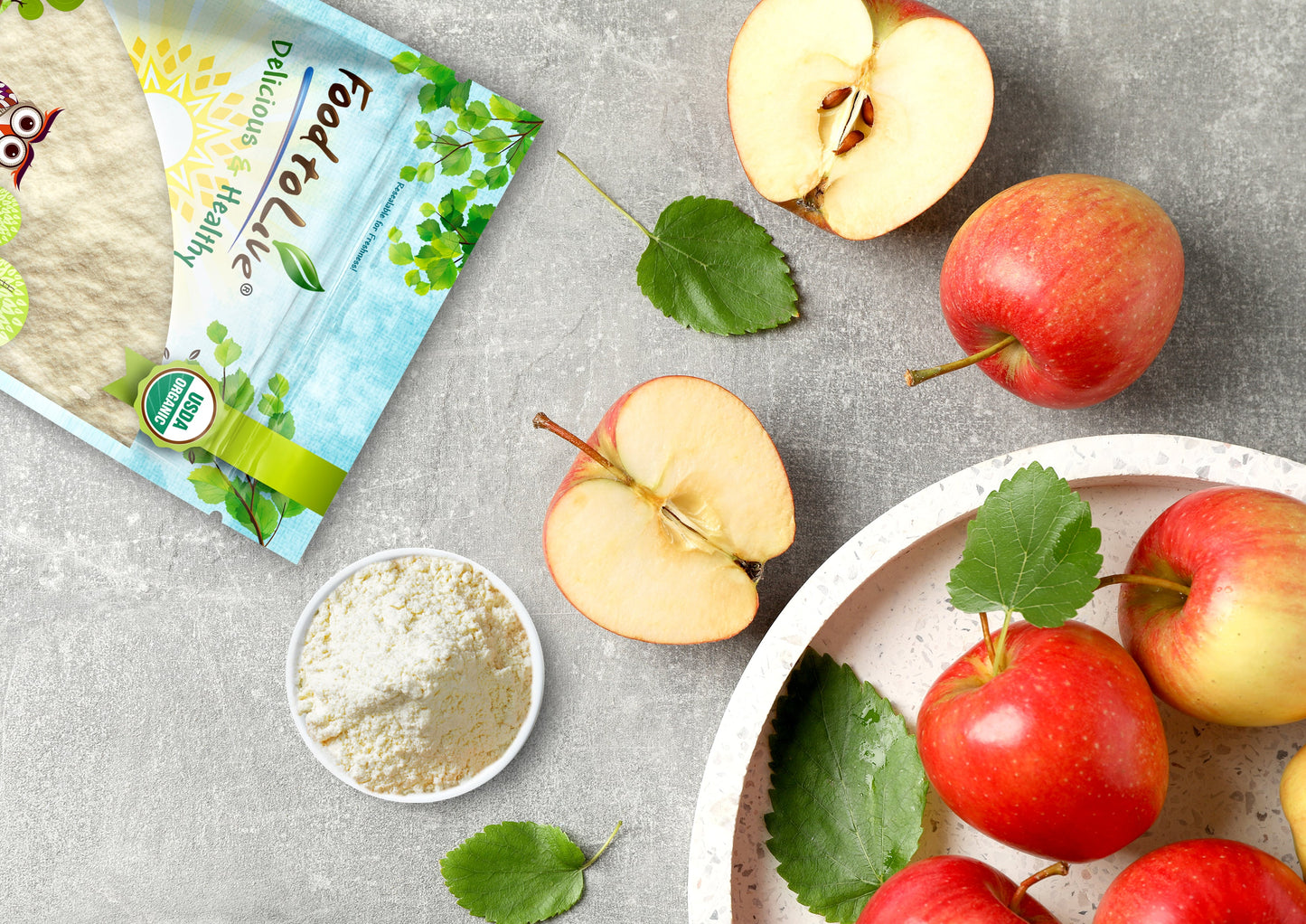 Organic Apple Powder - Non-GMO, Unsulfured, Made from Raw Dried Fruit, Vegan, Bulk, Great for Juices, Smoothies, Contains Maltodextrin, No Sulphites