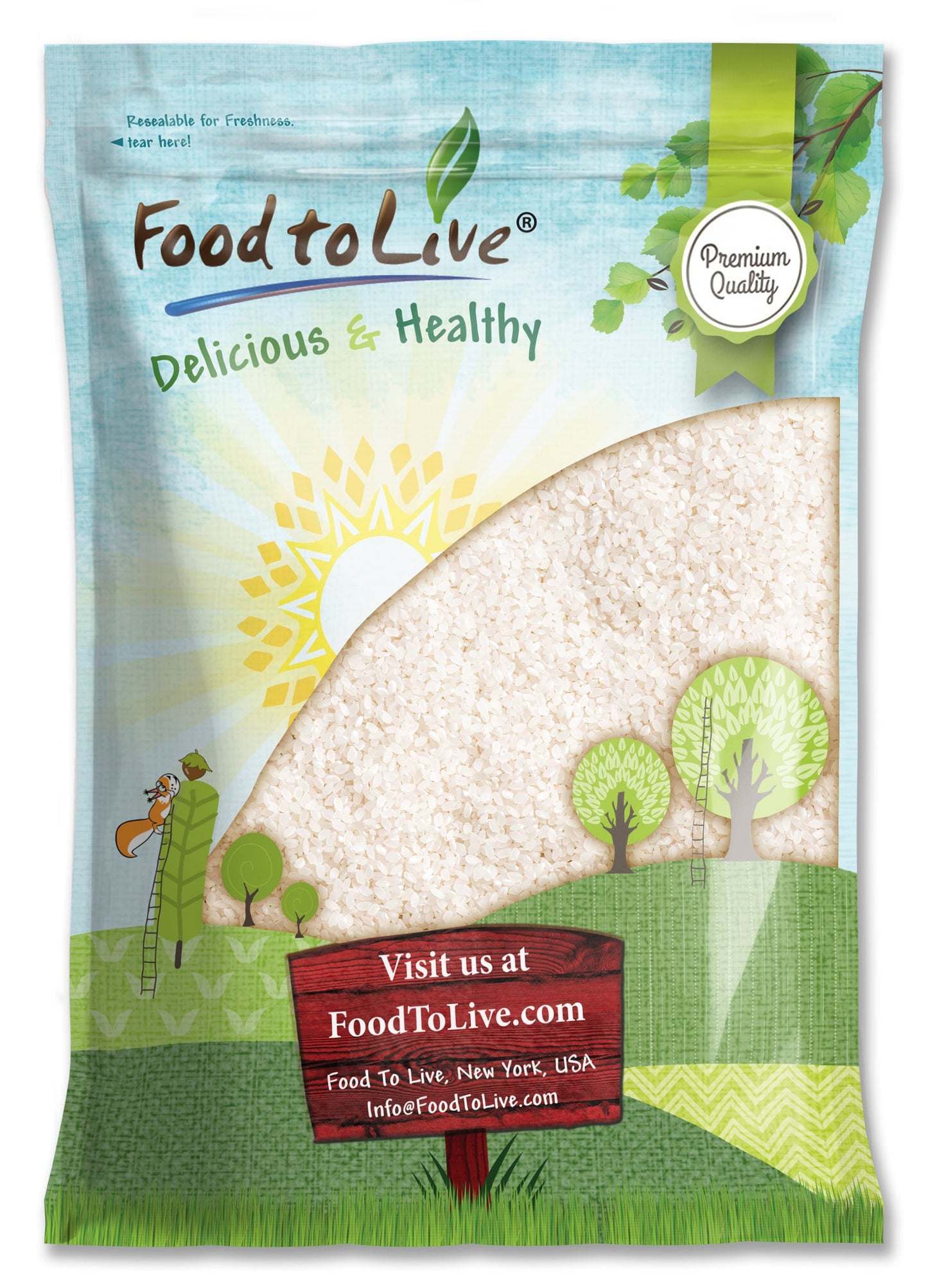 White Calrose Rice — Medium-Grain Rice, Soft and Sticky Texture, Vegan, Kosher, Bulk. Low in Fat. Great as a Side Dish. Perfect for Sushi, Poke, Asian and Mediterranean Meals