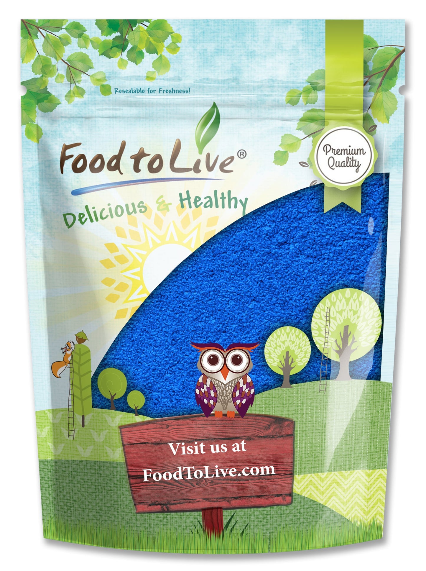 Blue Spirulina Powder - Pure Raw Blue-Green Algae Extract, Kosher, Vegan, Non-Irradiated, Rich in Phycocyanin, Great for Juices, Smoothies, Shakes, Drinks, and Food Coloring, Bulk - by Food to Live