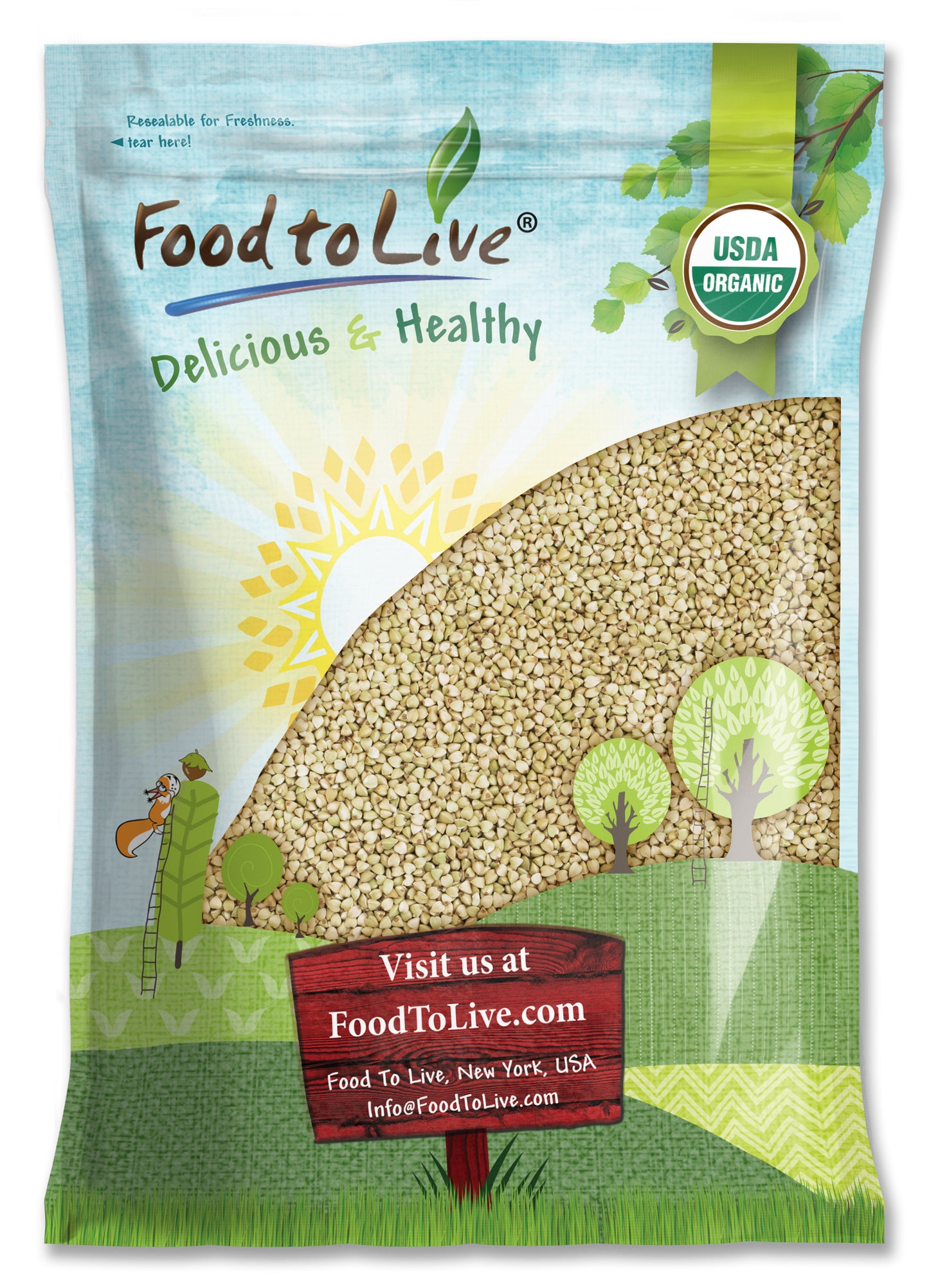 Organic Buckwheat Groats - Hulled, Non-GMO, Kosher, Raw, Vegan, Sirtfood, Bulk - by Food to Live