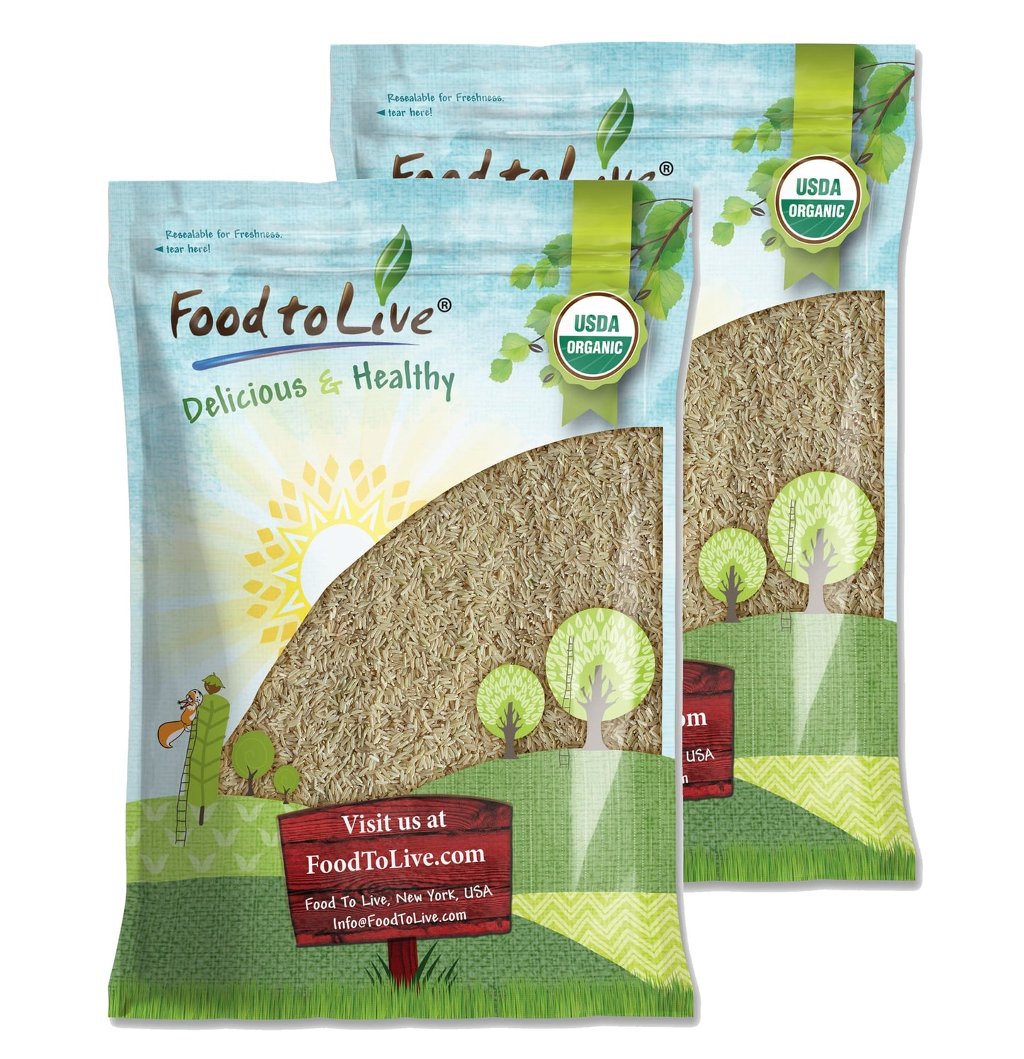 Organic Long Grain Brown Rice — Non-GMO, Raw, Non-Irradiated, Kosher, Vegan, Bulk - by Food to Live