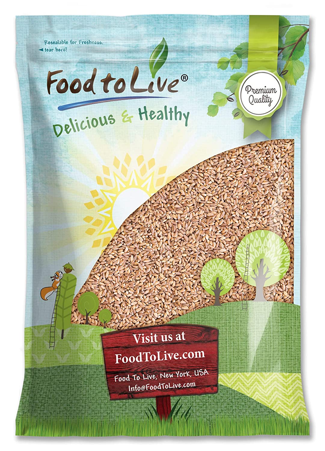 Pearled Farro Grain - Kosher, Vegan, Whole Grain in Bulk, Good Source of Dietary Fiber, Protein and Iron - by Food to Live