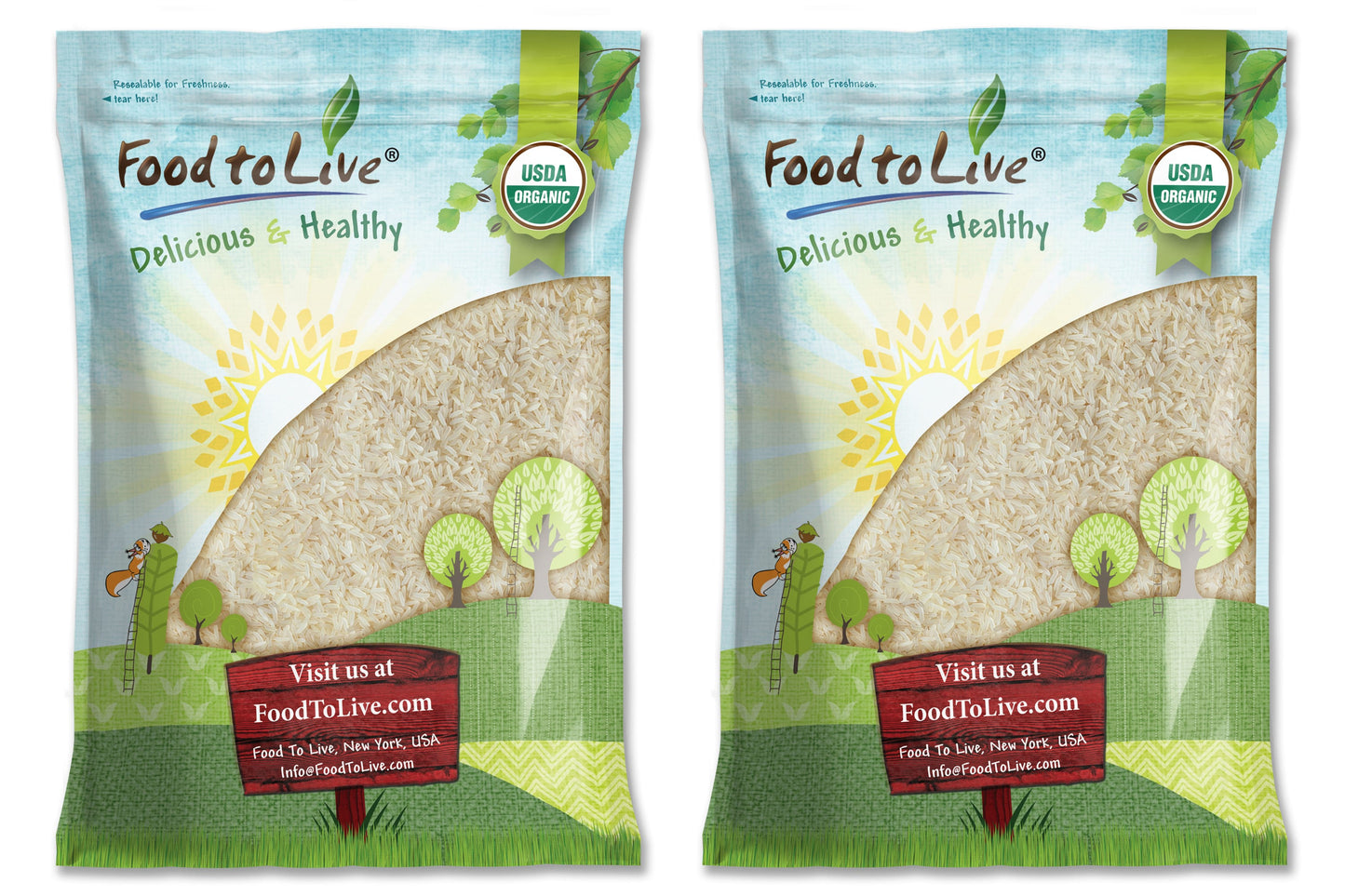 Organic Parboiled Long Grain White Rice - Non-GMO, Kosher, Vegan, Dried. Partially Precooked Converted Rice,Easy-cook Rice - by Food to Live