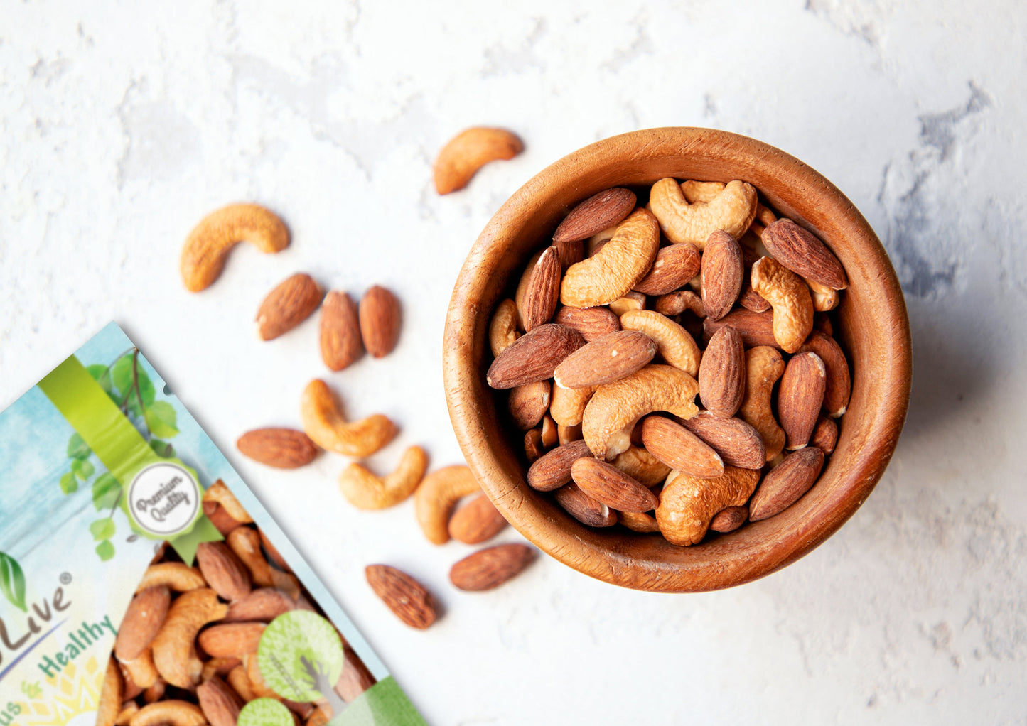 Almonds and Cashews Mix – Dry Roasted Nuts with Himalayan Salt, Protein Rich Trail Mix, Healthy Vegan Snack, No Oils and Preservatives, Good Source of Fiber. Bulk