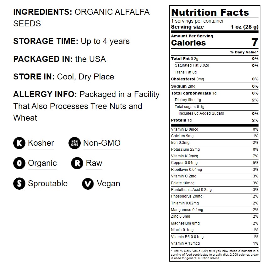 Organic Alfalfa Sprouting Seeds - Non-GMO, Kosher, Raw, Vegan, Bulk – by Food to Live