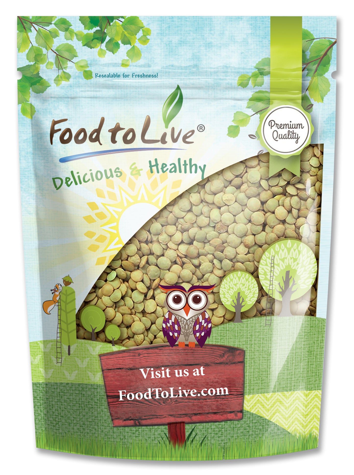 Green Lentil Whole — Non-GMO Verified, Kosher, Bulk - by Food to Live