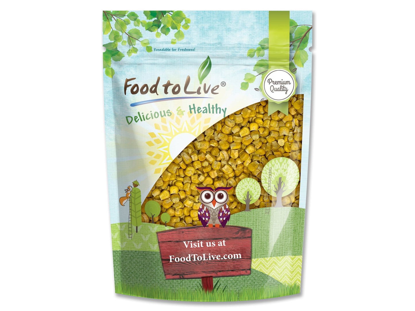 Super Sweet Corn Kernels – Freeze-Dried, Raw, Kosher, Vegan, Bulk. No Sugar Added. Great Crunchy Snack. High in Dietary Fiber, Vitamin C. Perfect for Salads, Soups, Taco, and Stews