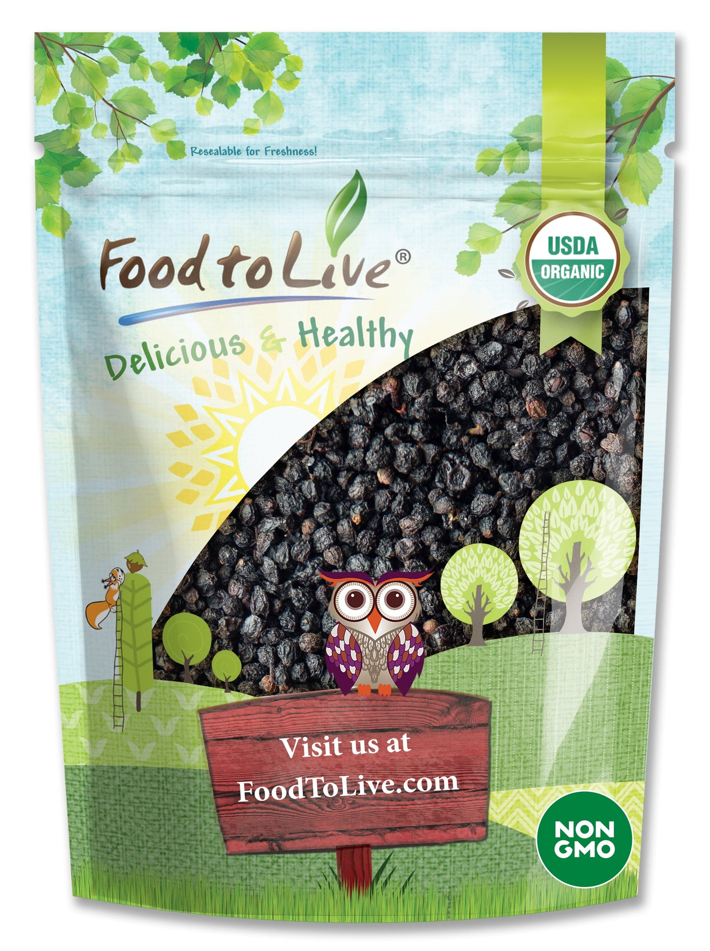 Organic Elderberries - Non-GMO, Kosher, Raw, Vegan, Bulk - by Food to Live