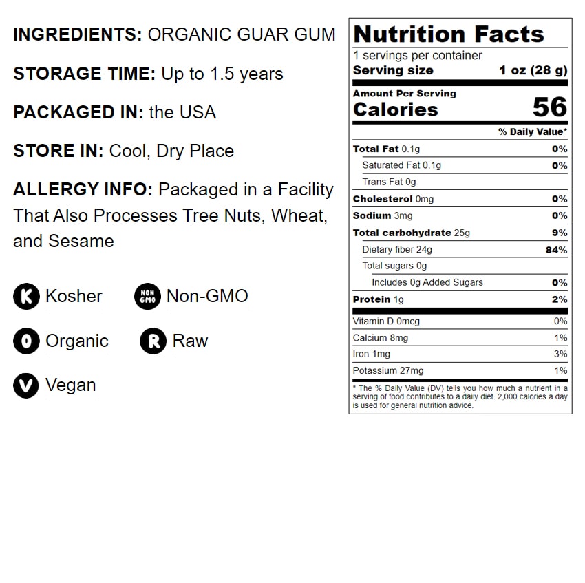 Organic Guar Gum Powder - Great Thickener & Binder, Food Grade, Perfect for Baking, Non-GMO, Kosher, Vegan, Bulk - by Food to Live