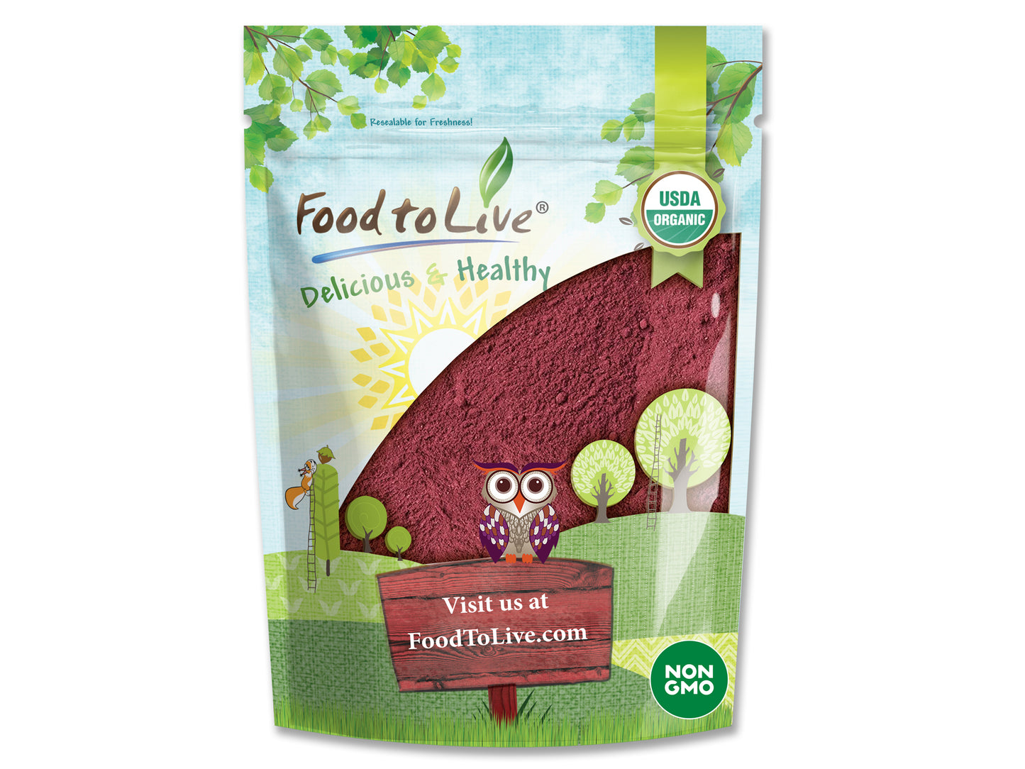 Organic Beet Root Powder — Non-GMO, Raw, Kosher, 100% Pure, Vegan Superfood, Bulk, Rich in Iron and Fiber - by Food to Live