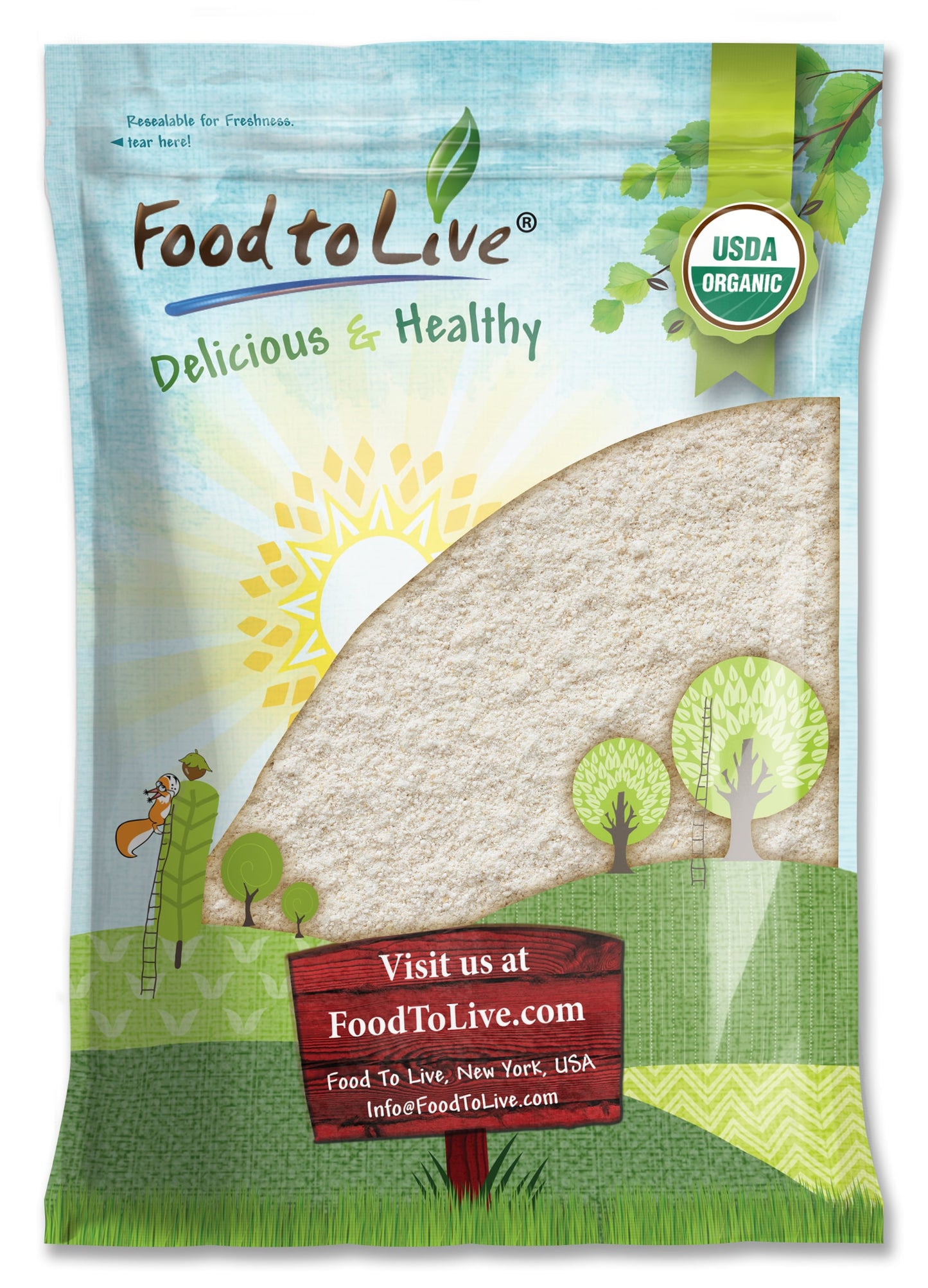 Organic Whole Wheat Pastry Flour - Non-GMO, Finely Ground, Unbleached, Unbromated, Vegan, Kosher, No Preservatives, Bulk - by Food to Live