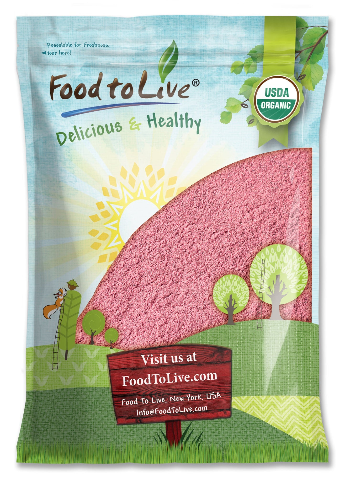 Organic Pomegranate Powder - Non-GMO, Unsulfured, Raw, Dried Fruit, Vegan, Bulk, Great for Juices, Smoothies, Yogurts, and Instant Breakfast Drinks, Contains Maltodextrin, No Sulphites - by Food to Live