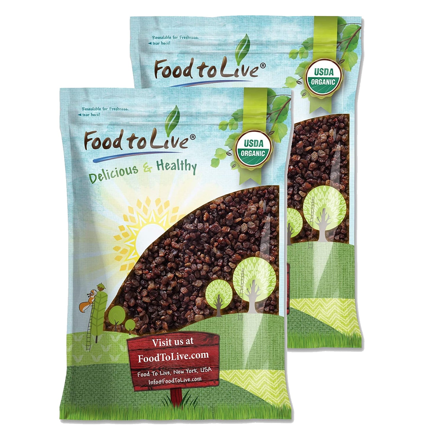 Turkish Organic Raisins — Sun Dried Thompson Seedless Select Grapes, Non-GMO, Lightly Coated with Sunflower Oil - by Food to Live