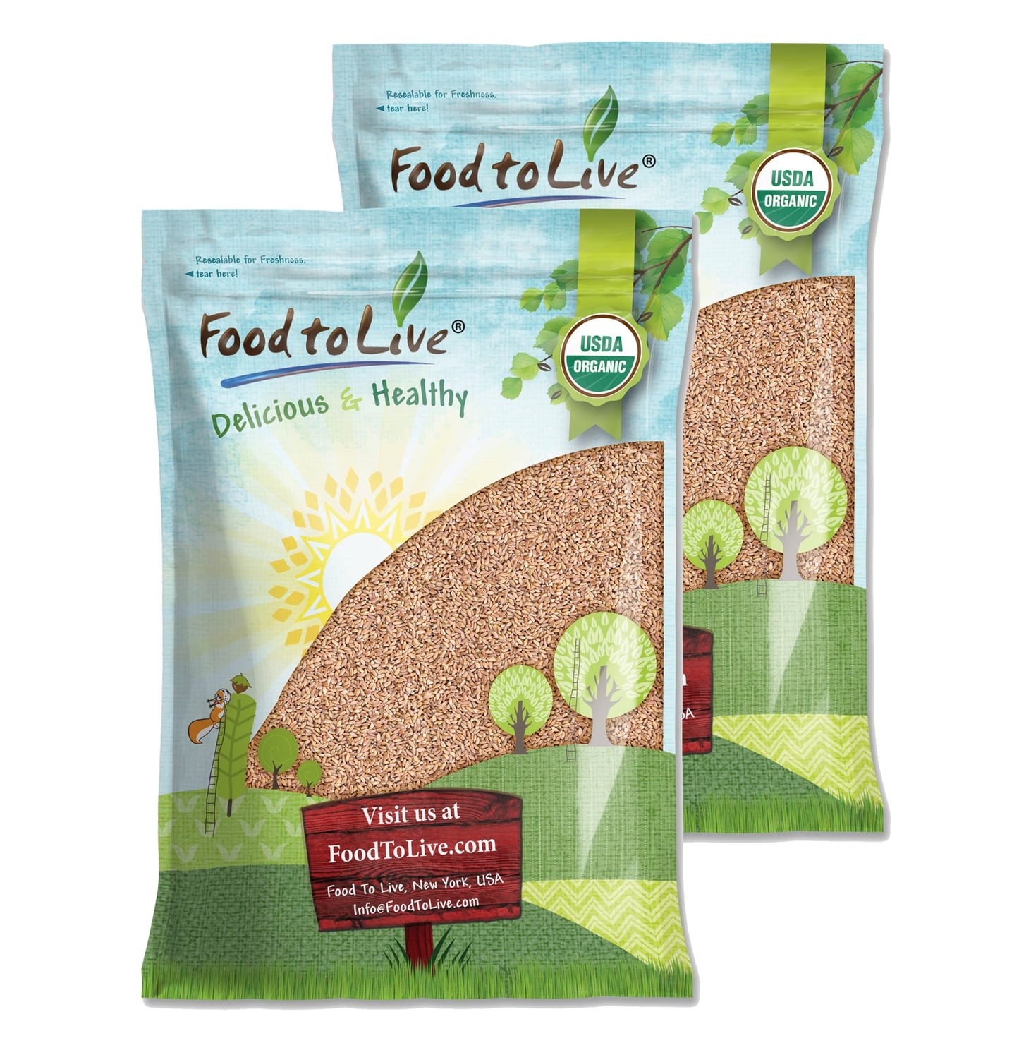 Organic Italian Pearled Farro - Non-GMO, Kosher, Vegan, Grain in Bulk, Good Source of Fiber - by Food to Live