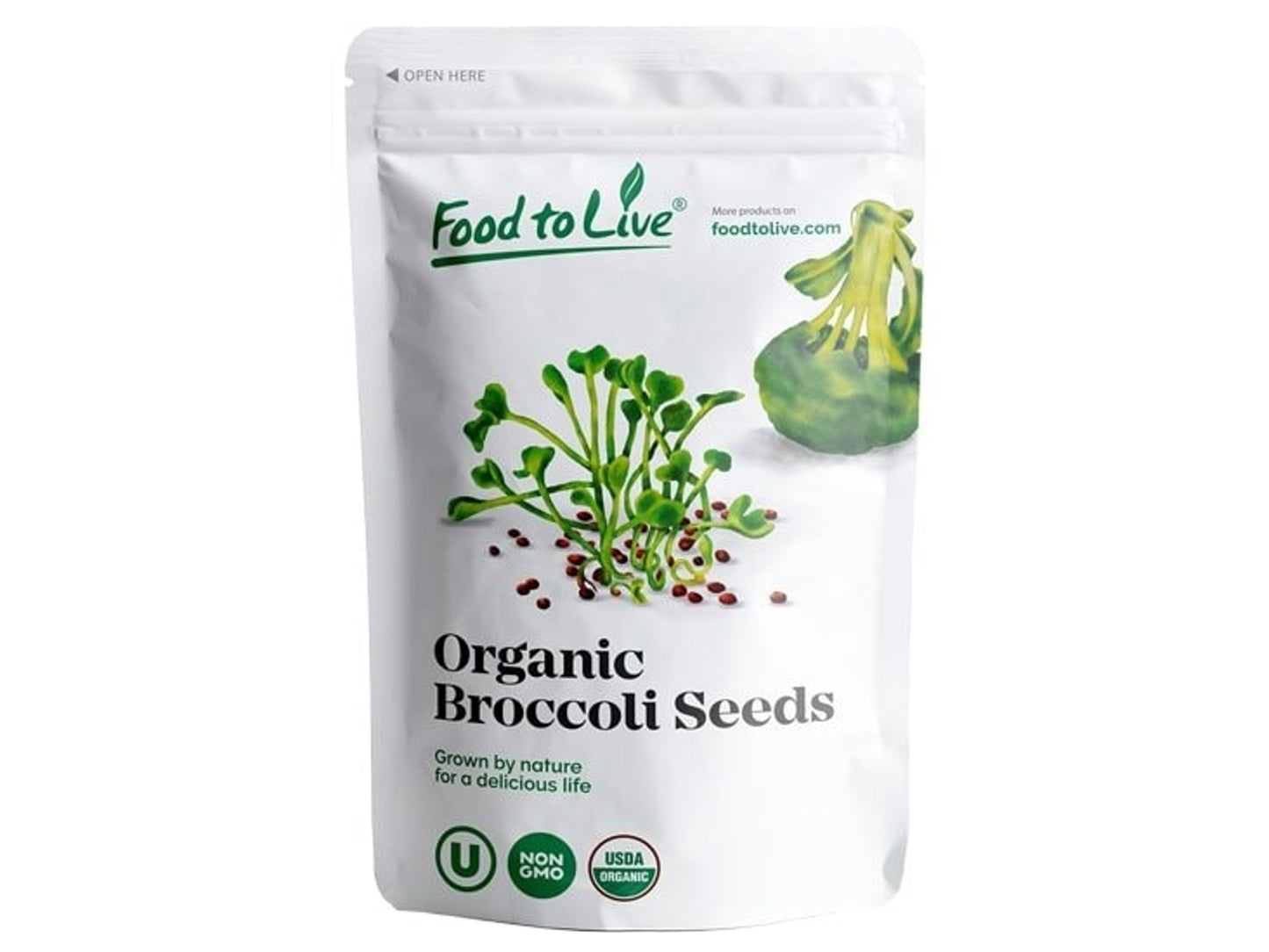 Organic Broccoli Seeds for Sprouting - Non GMO, Vegan, Kosher, Sirtfood, Good Source of Sulforaphane, Grow Your Own Sprouts and Microgreens at Home in Jars or Seeds Sprouters, High Germination Rate