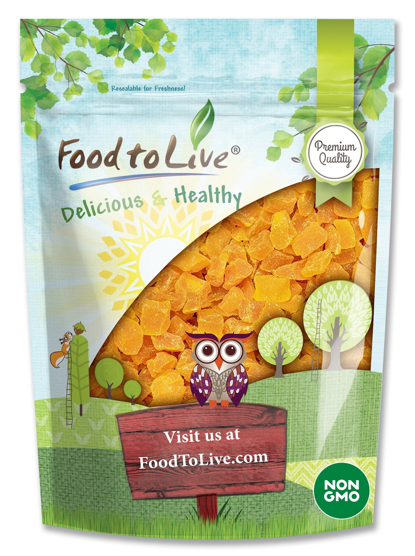 Dried Diced Mango - Sweetened, Unsulfured, Sulfite Free Chunks, No Added Color, No Artificial Flavors, Kosher Tropical Fruit, Vegan, Bulk, Great for Culinary Use and Baking