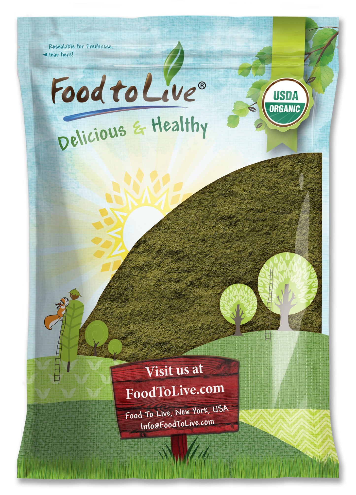 Organic Spinach Powder - Non-GMO, Raw, Vegan, Bulk - by Food to Live