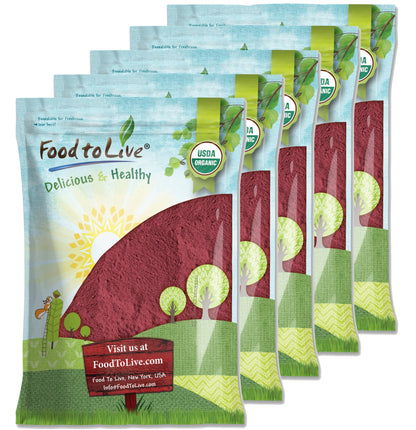 Organic Beet Root Powder — Non-GMO, Raw, Kosher, 100% Pure, Vegan Superfood, Bulk, Rich in Iron and Fiber - by Food to Live