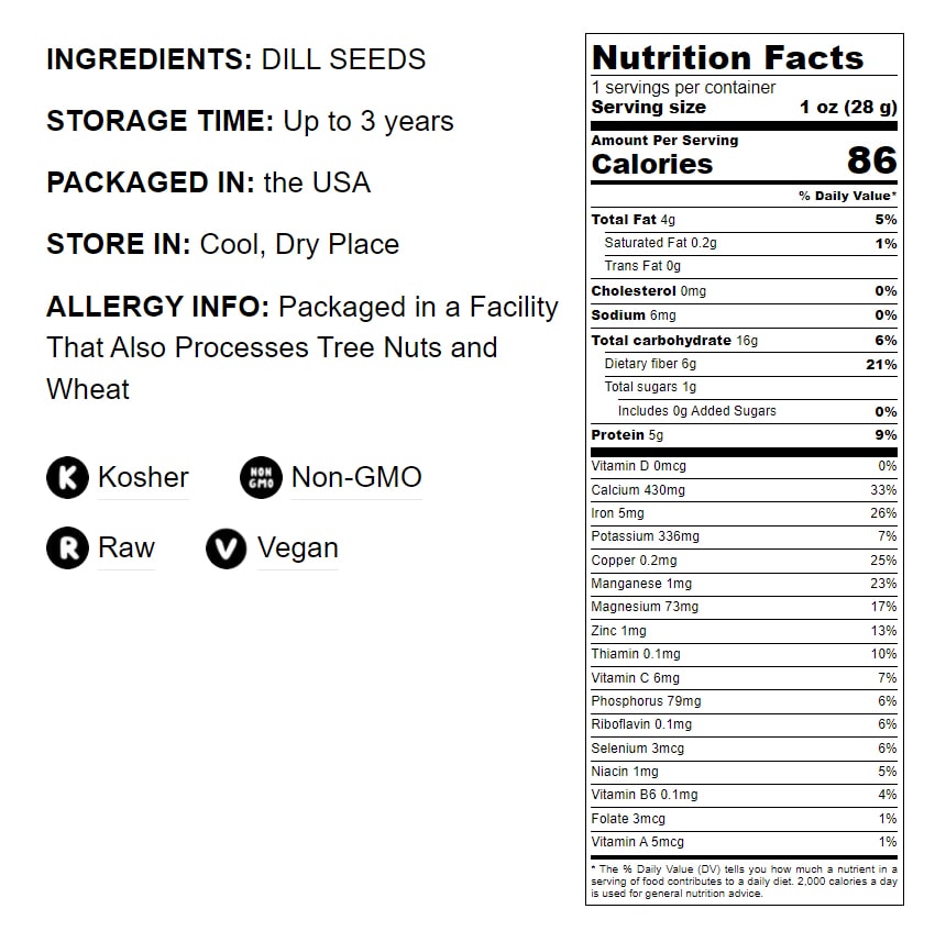 Dill Seeds Whole — Non-GMO Verified, Kosher, Bulk - by Food to Live