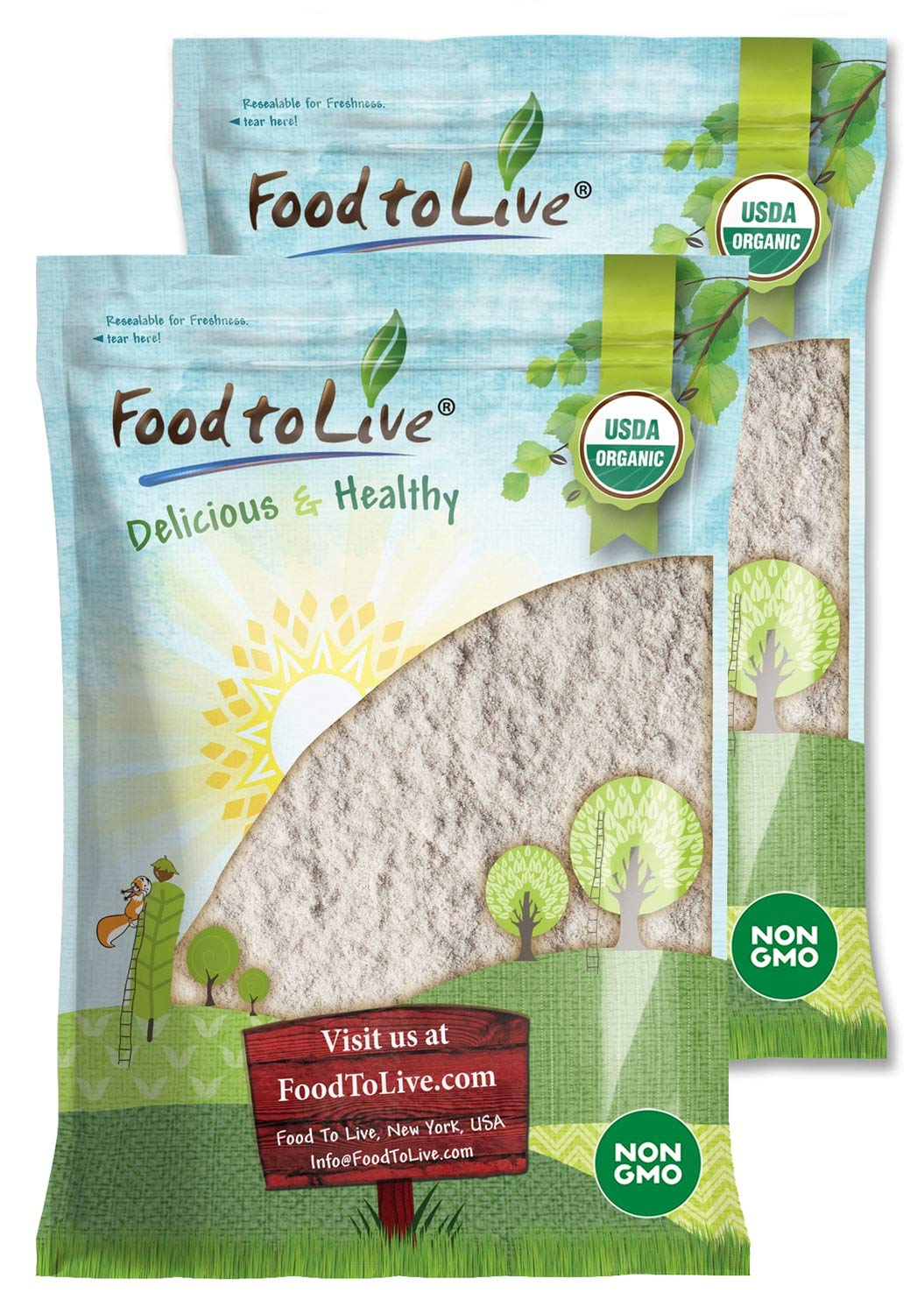 Organic Brown Rice Flour - Non-GMO, Finely Ground from Long Grain Rice, Unbleached, Untreated, Vegan Meal, Kosher, Bulk - by Food to Live