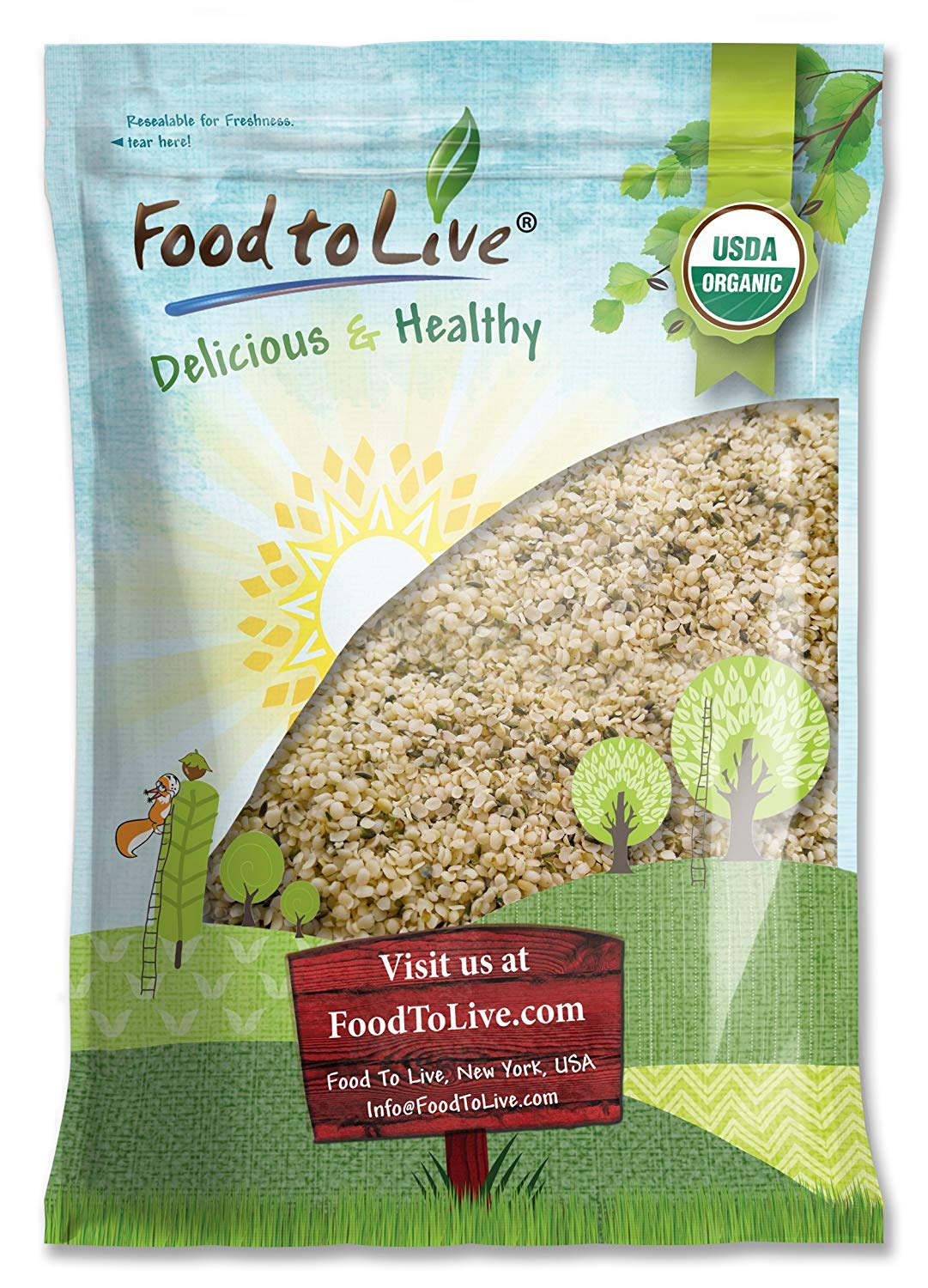 Organic Canadian Hemp Seeds - Raw Hearts, Hulled, Non-GMO, Kosher, Vegan, Bulk - by Food to Live