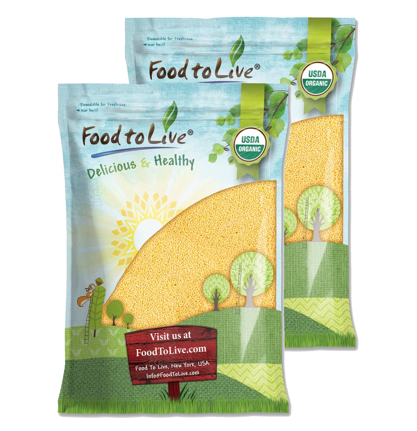 Organic Hulled Millet — Whole Grain Seeds, Non-GMO, Kosher, Raw, Bulk, Product of the USA - by Food to Live