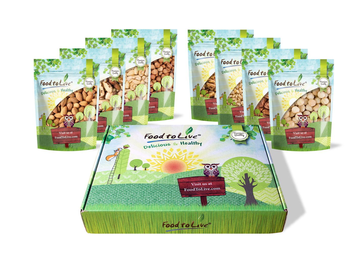 Snack Bags of Raw Nuts Gift Box