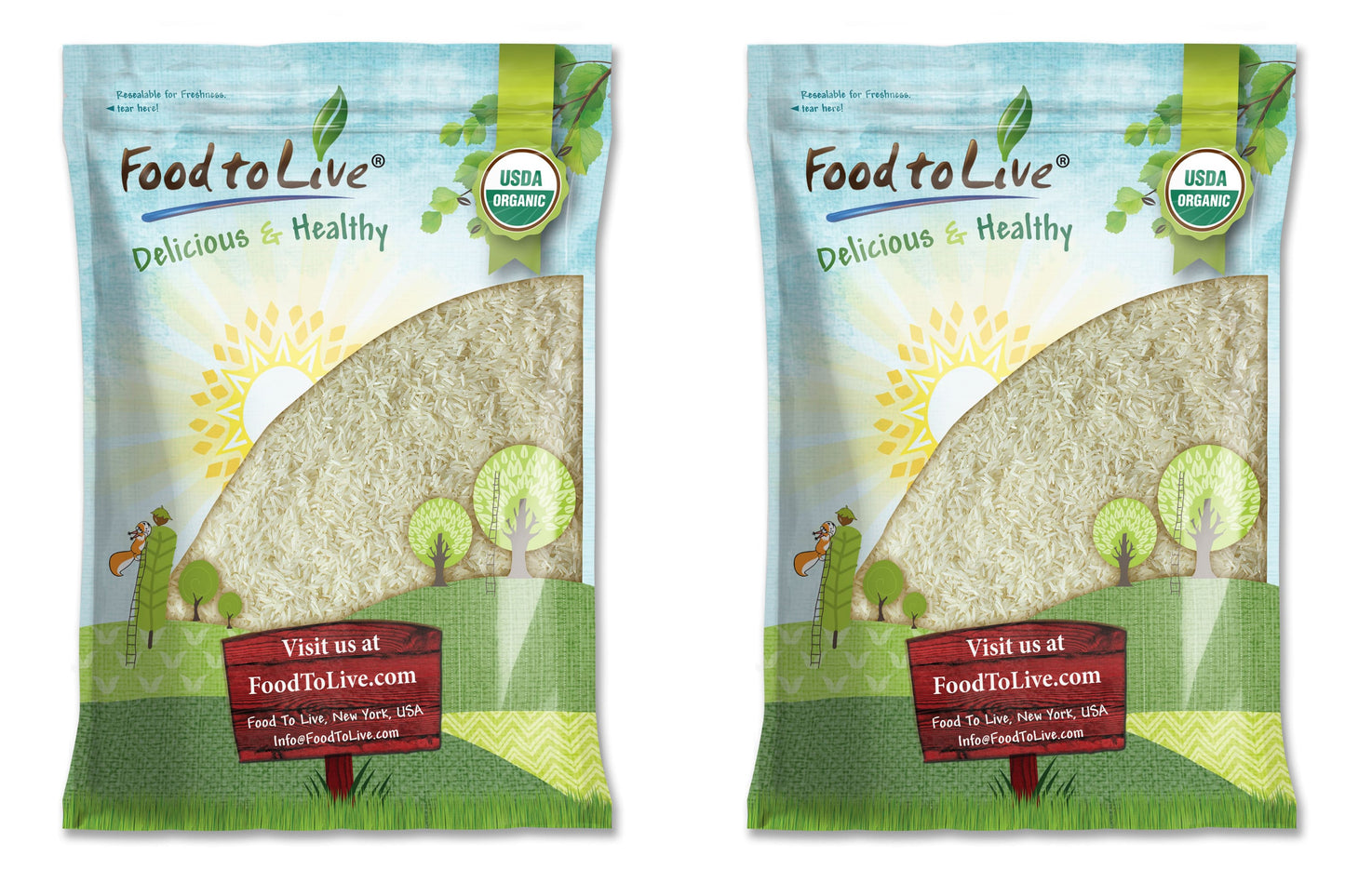 Organic Basmati White Rice — Non-GMO, Raw, Non-Irradiated, Kosher, Vegan, Bulk - by Food to Live