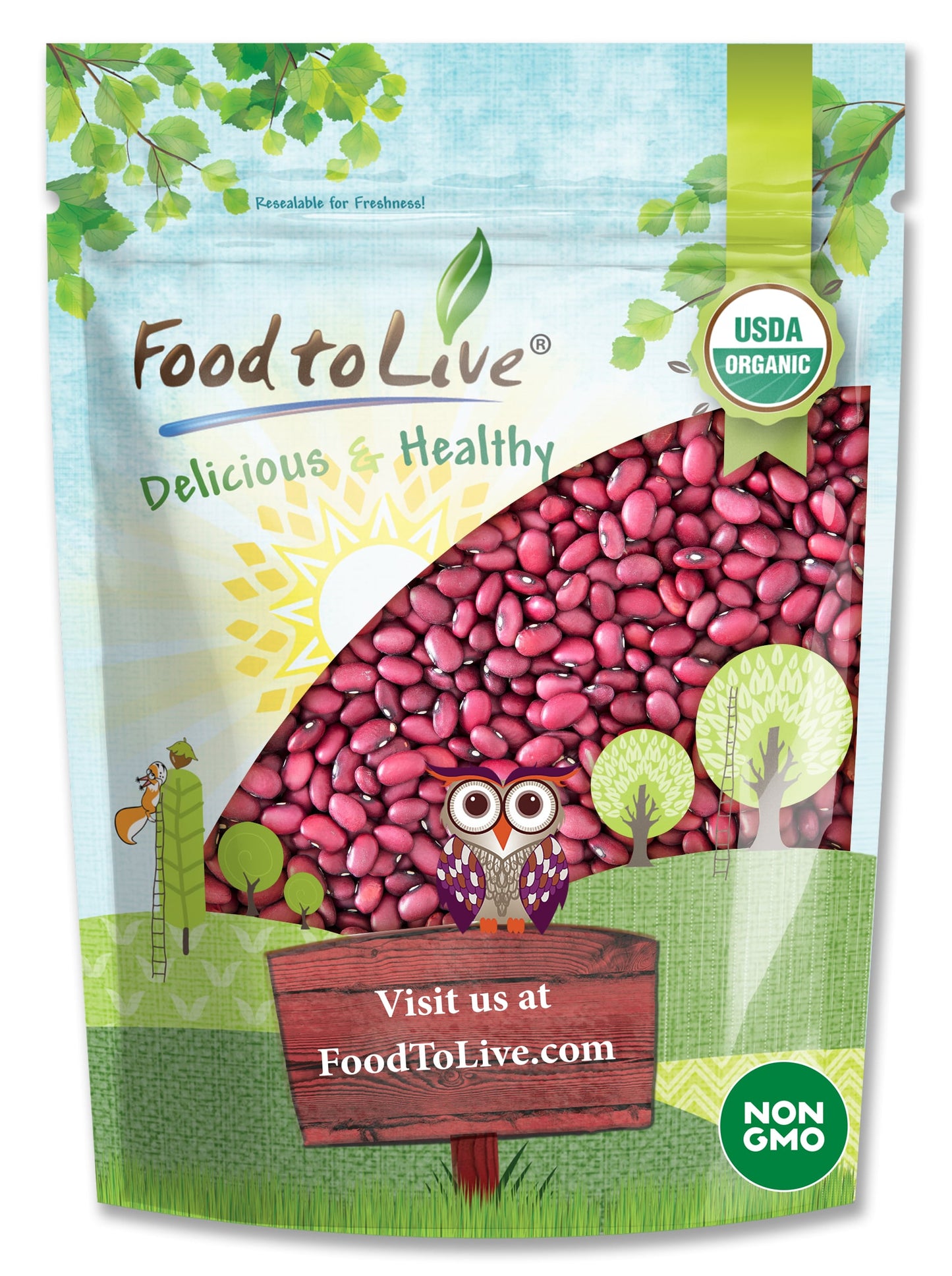 Organic Small Red Chili Beans - Non-GMO, Kosher, Vegan, Dry, Raw, Sproutable, Non-Irradiated, Vegan, Bulk - by Food to Live