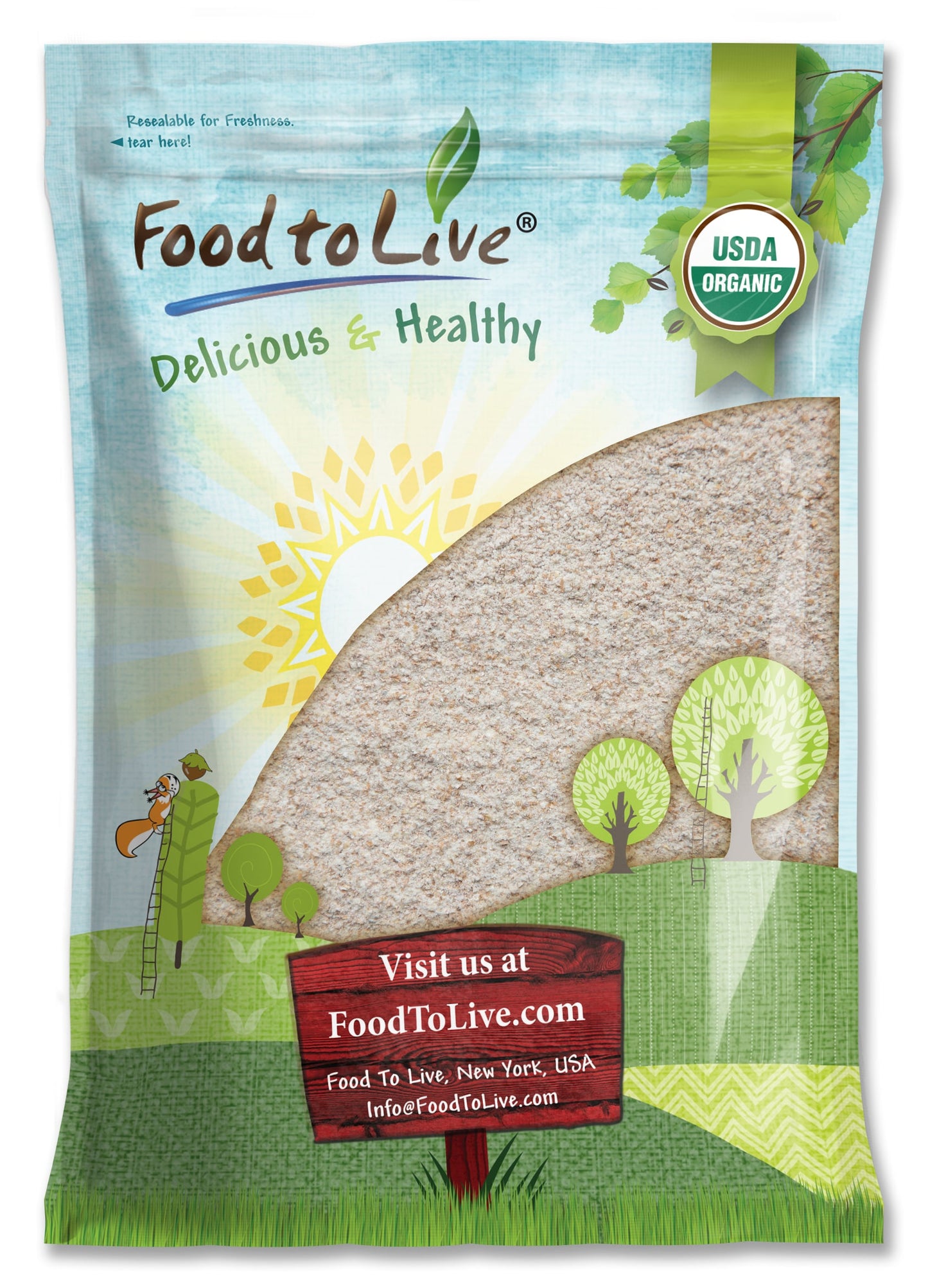 Organic Whole Wheat Bread Flour - Whole Grain, Stone Ground, Unbleached, Non-GMO, Kosher, Unbromated, Raw, Vegan, Bulk - by Food to Live