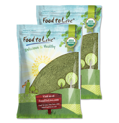 Organic Alfalfa Powder - Non-GMO, Made from Raw Dried Whole Young Leaves, Vegan, Bulk, Great for Baking, Juices, Smoothies, Shakes, Теа, and Drinks. Good Source of Dietary Fiber and Protein