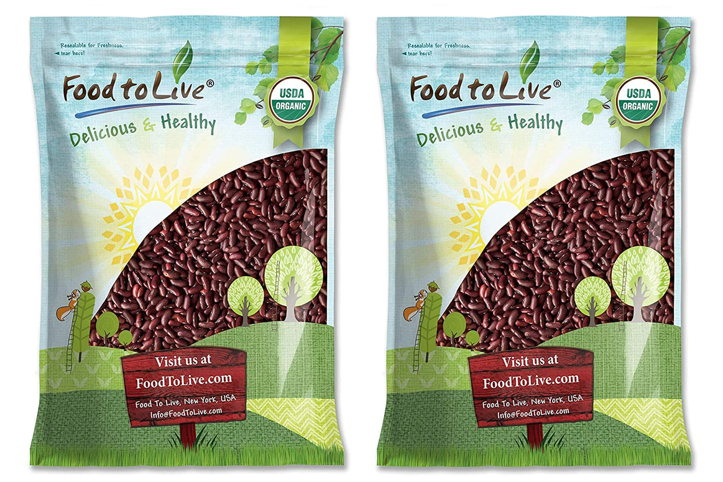 Organic Dark Red Kidney Beans - Non-GMO, Kosher, Raw, Sproutable, Vegan - by Food to Live