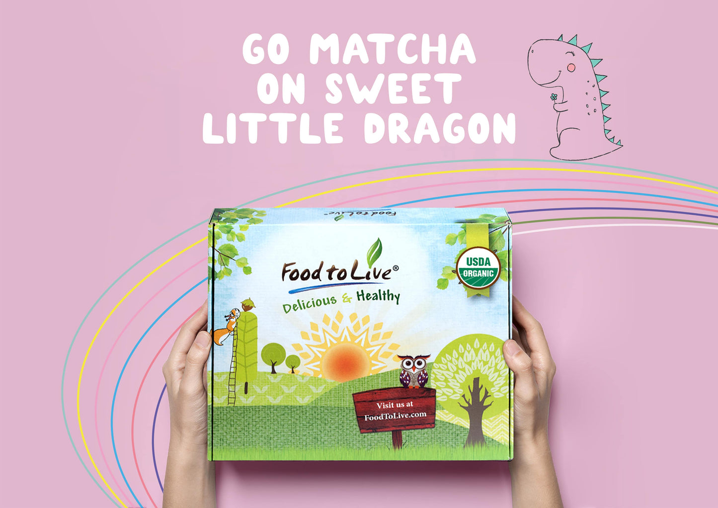 Organic Gift Box - Go Matcha On Sweet Little Dragon - Goji Powder, Matcha Green Tea Powder,Coconut Sugar,Chia Seeds,Red Dragon Fruit Powder