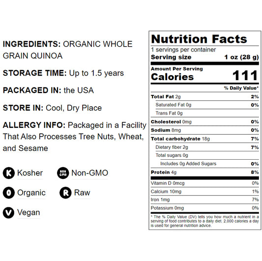 Organic White Quinoa Flour - Non-GMO, Fine Ground from Whole Grains, Vegan Meal, Kosher, Bulk Powder - by Food to Live