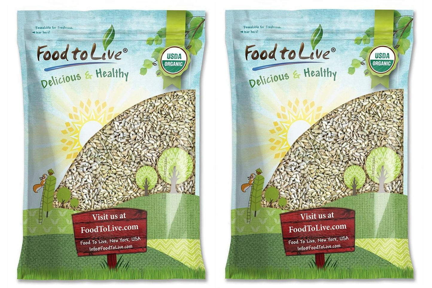 Organic Sprouted Sunflower Seeds — Non-GMO, Kosher, No Shell, Unsalted, Raw Kernels, Vegan Superfood, Sirtfood, Bulk - by Food to Live