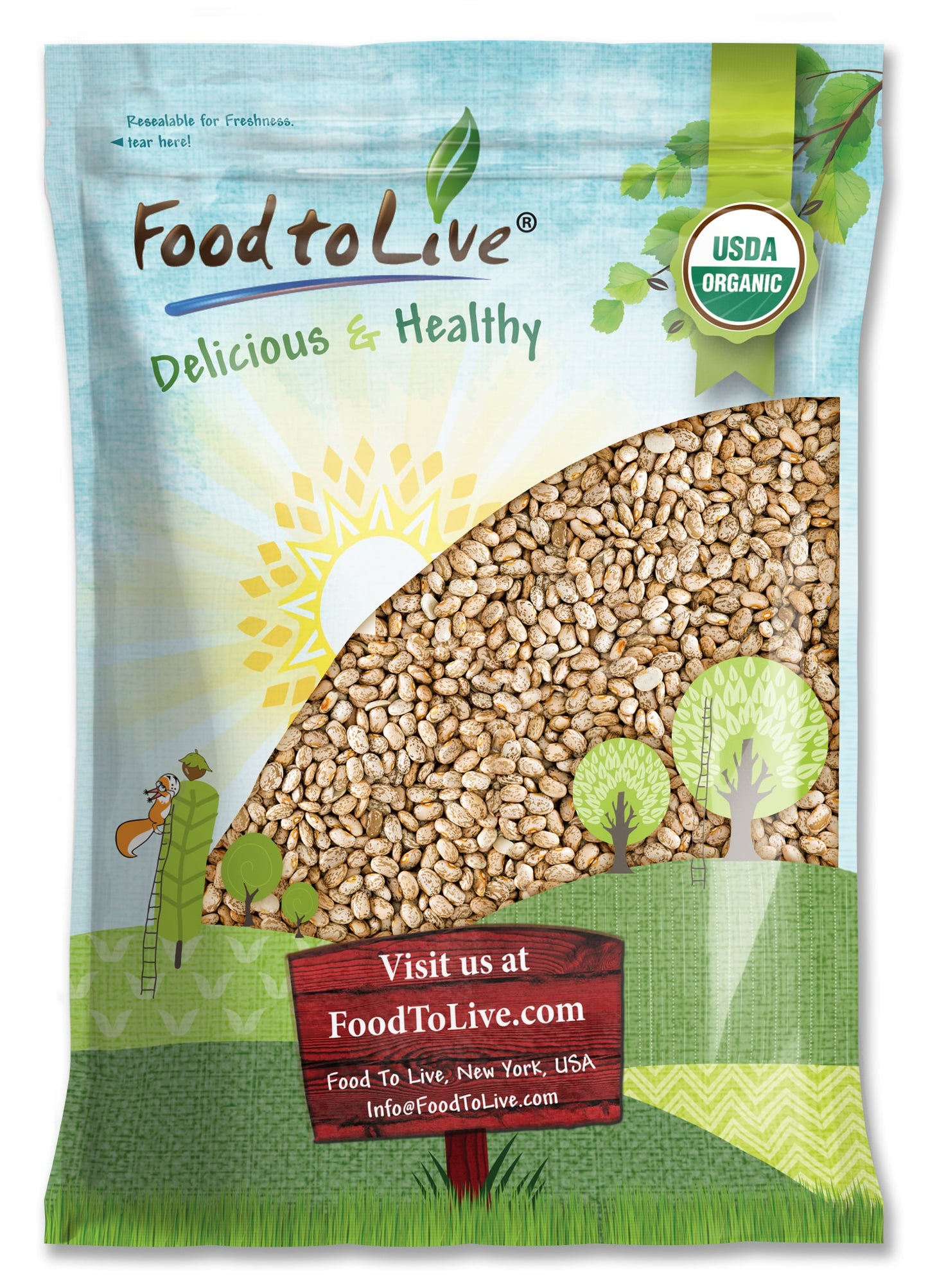 Organic Pinto Beans - Non-GMO, Kosher, Bulk - by Food to Live