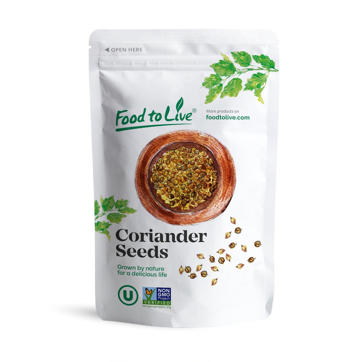 Coriander Seeds Whole — Non-GMO Verified, Kosher, Bulk - by Food to Live