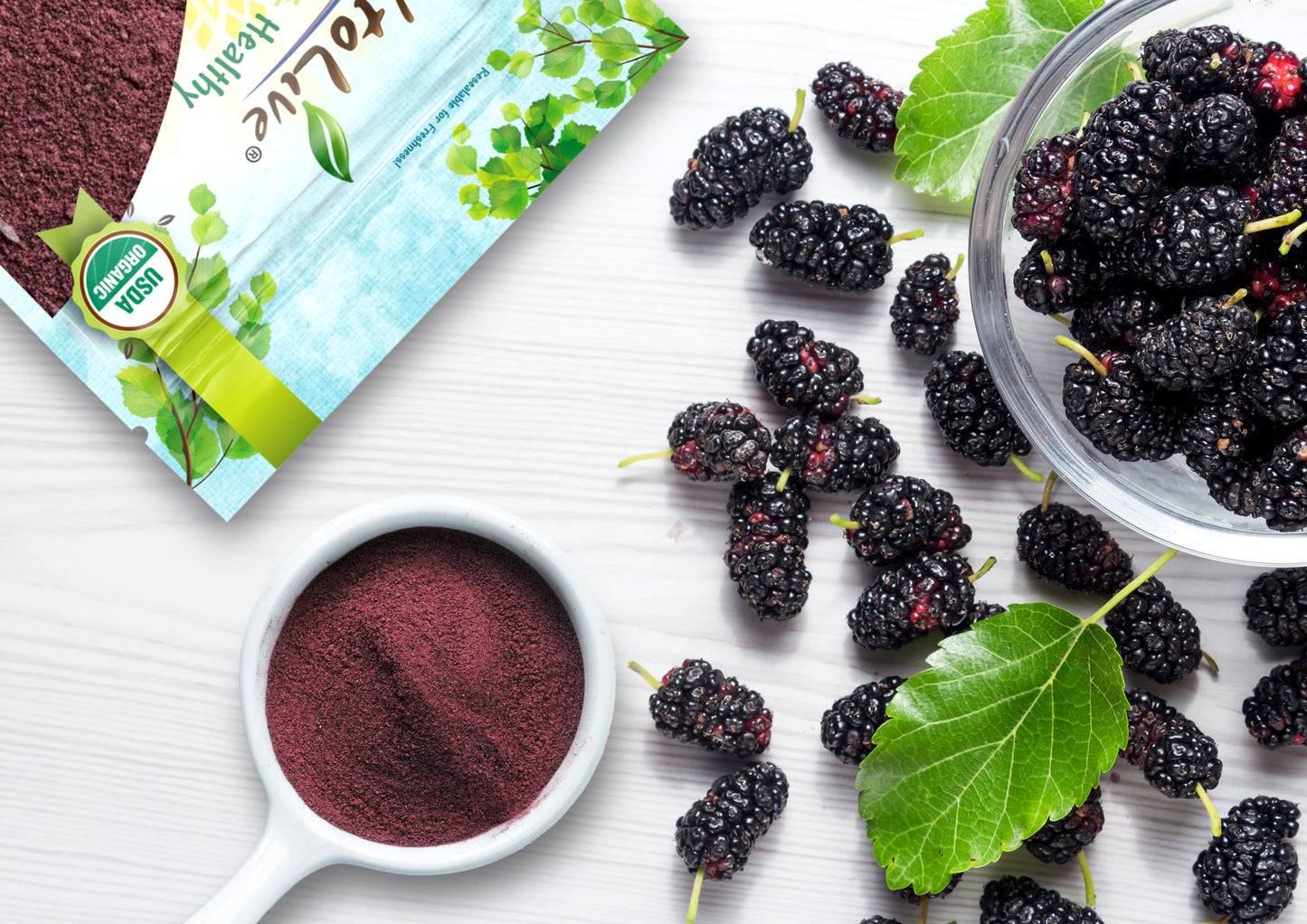 Organic Mulberry Powder - Non-GMO, Raw, Vegan, Bulk, No Sugar Added - by Food to Live